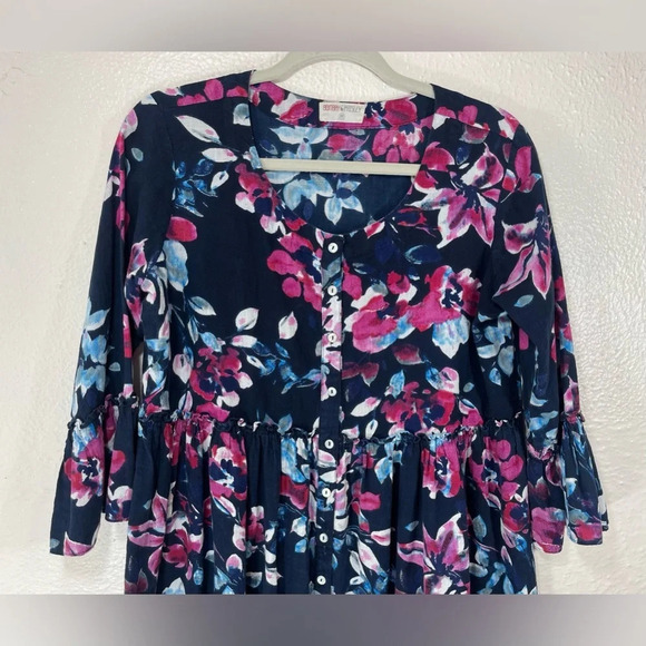 Bombay Paisley Floral Cotton Button Down Tunic Dress Women’s Medium - Picture 2 of 11